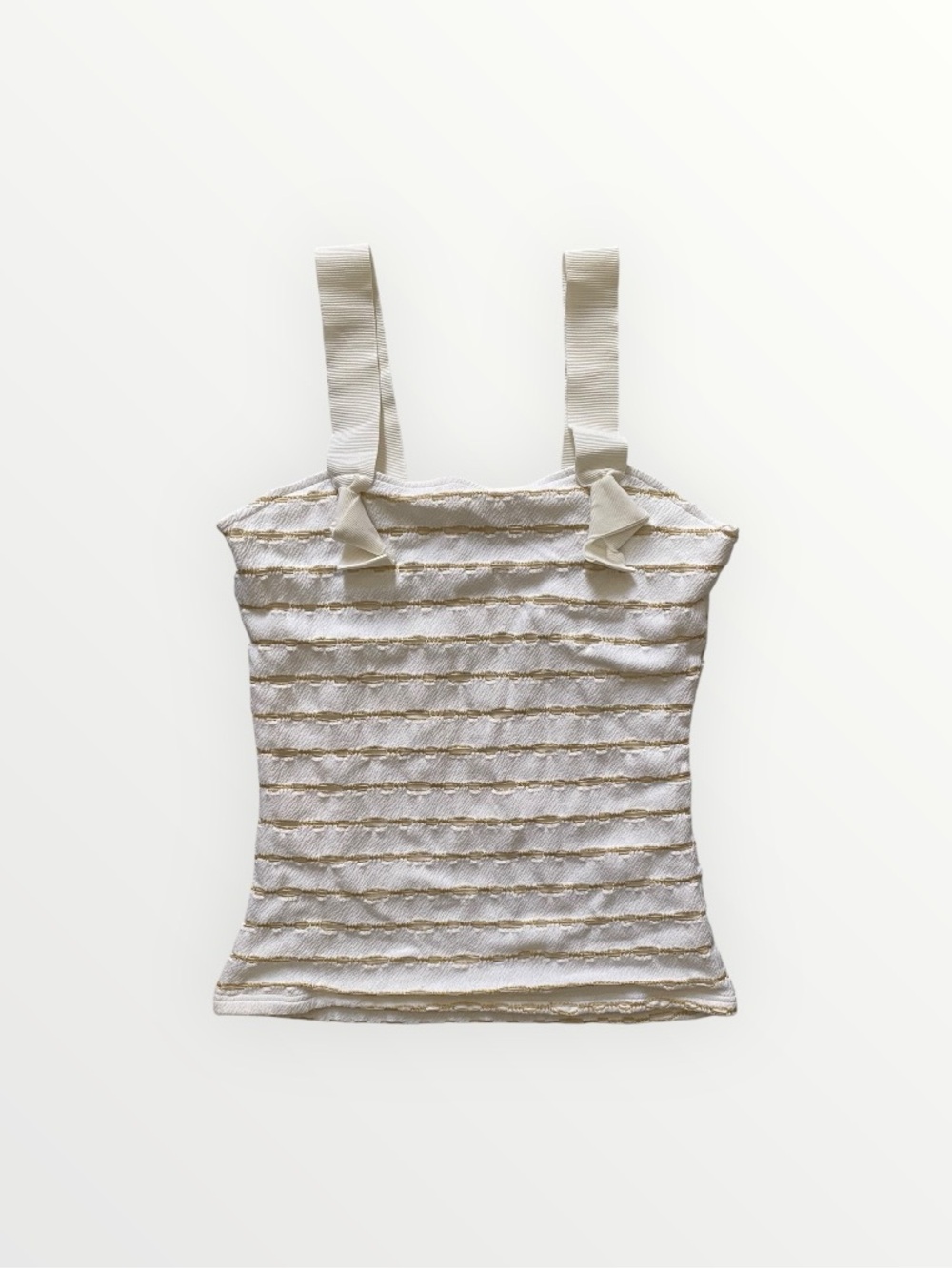 Vintage Rayure Paris White Striped Bow-Accent Women's Tank Top Size 3